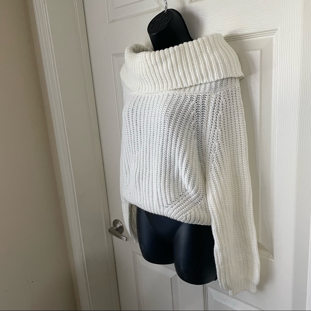 Lulus Small Carmichael Ivory Off The Shoulder Knit Sweater